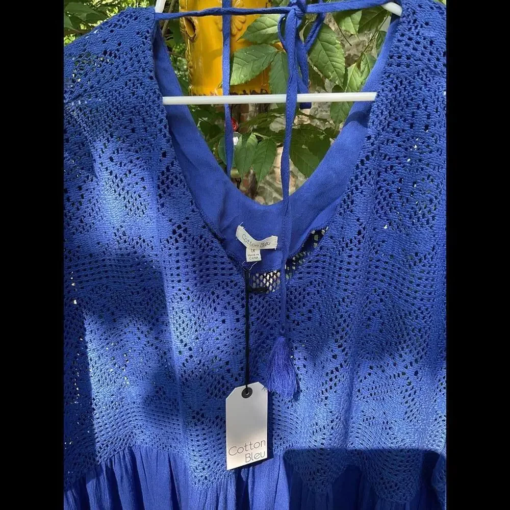 Cotton Bleu Crochet CoverUp/Dress Size 1X Oversized - Picture 4 of 10